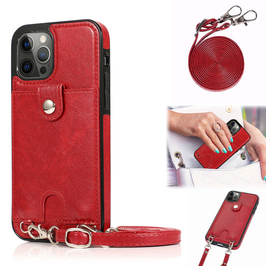 Suitable For iPhone 12promax Card Phone Leather Case Apple 13 Silicone Soft 7/8P Oblique  Phone Cover