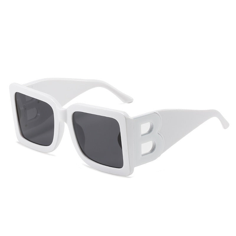 Large frame square sunglasses with B-leg women's concave design for sun shading, paired with sunglasses