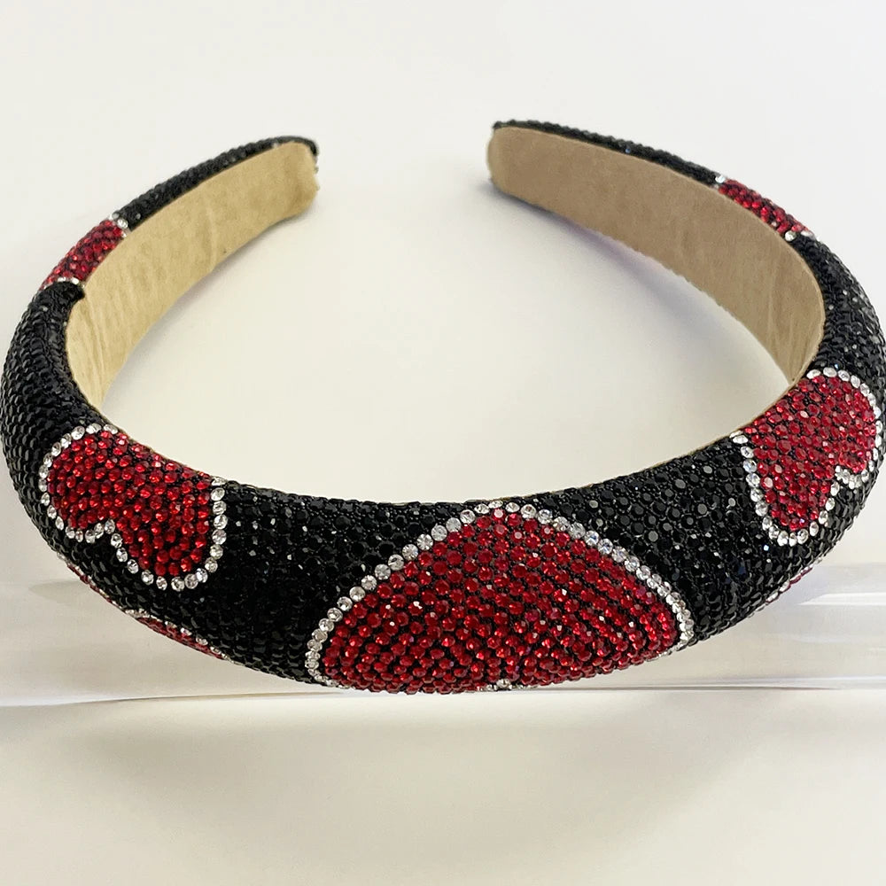 Sponge hair bands are simple and versatile with diamond inlay and heart-shaped hair accessories