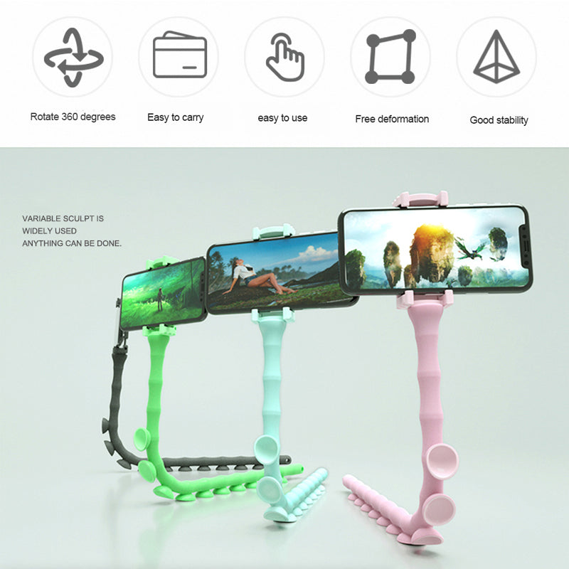 Suction Cup Lazy Phone Holder Caterpillar Cell Phone Holder Desktop Flexible Worm Car Mount Home Cute Phone Wall Bracket Bicycle