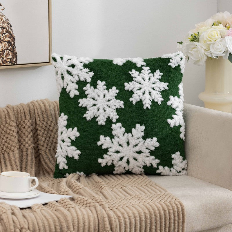 Christmas Pillow Cover (Excluding Pillow Core) Snowflake Velvet Jacquard Christmas Tree Elk Festival Decoration