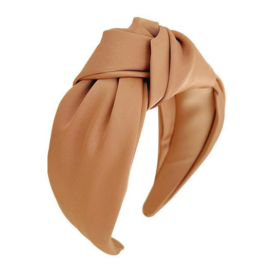 Fashionable knot wide edge satin fabric headband