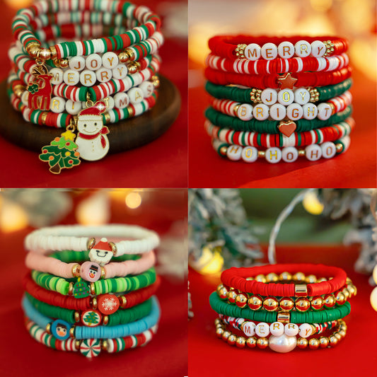 Christmas letter soft ceramic bracelet set irregular bead Bracelet color