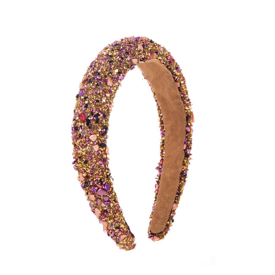 Exaggerated Baroque Colorful Crystal Candy Sponge Wide Edge Hair Hoop Headband