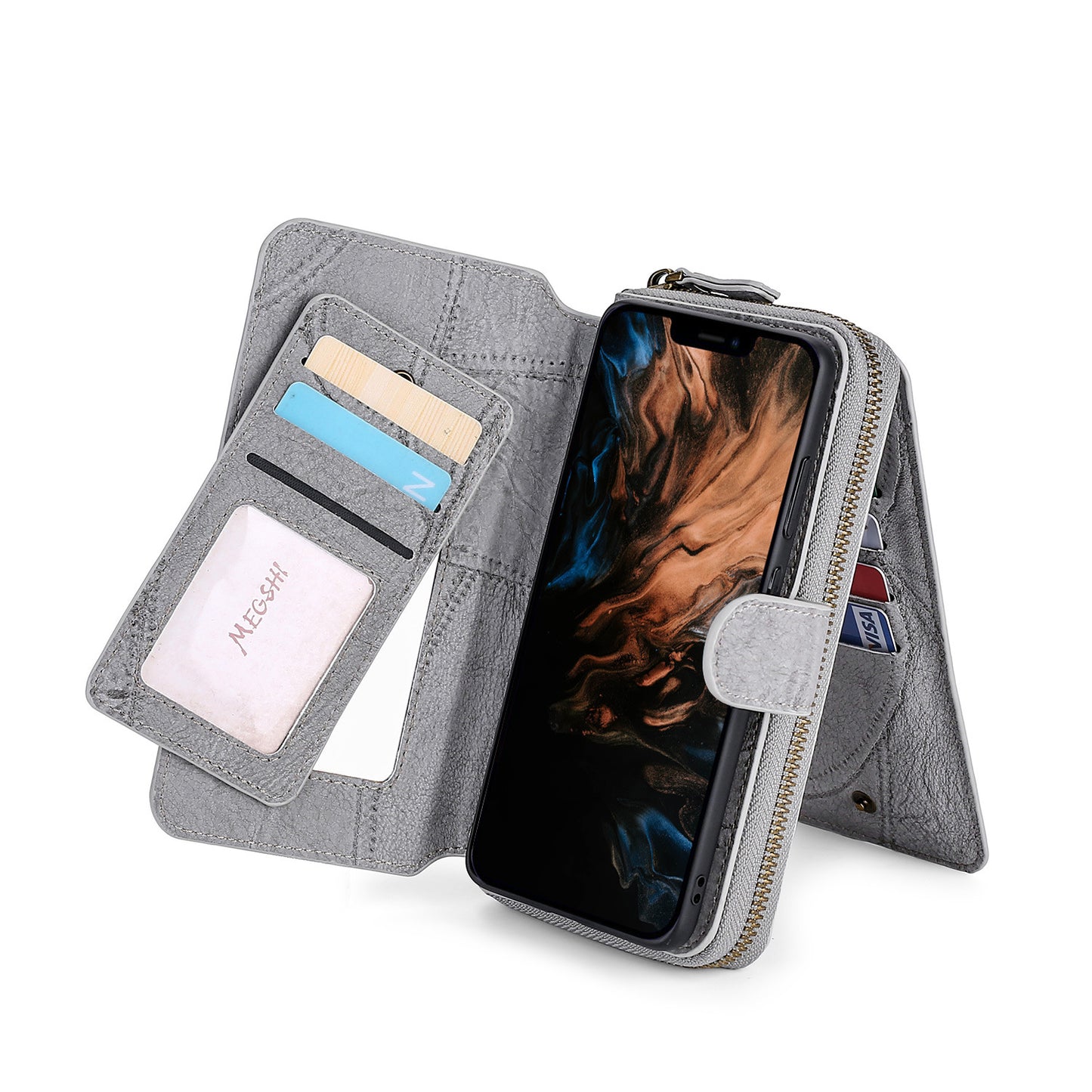 Suitable For iPhone 13 Phone Leather Case iPhone 12promax Multi Function Card Case 13mini Protective Cover