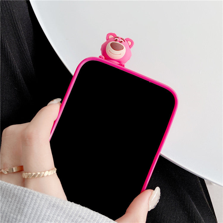 Three-Dimensional Lying Strawberry Bear Suitable For iPhone12promax Apple 11 Mobile Phone Case Soft Cover