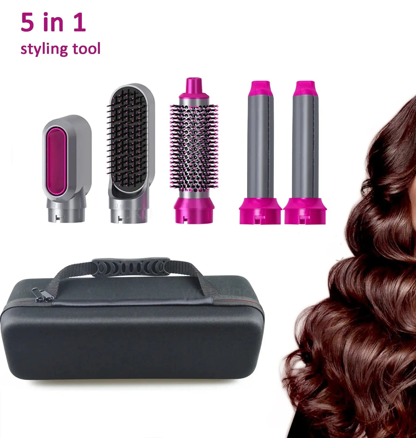 5-IN-1 Detachable Blow Dryer Brush For Straightening & Curler Curling Iron