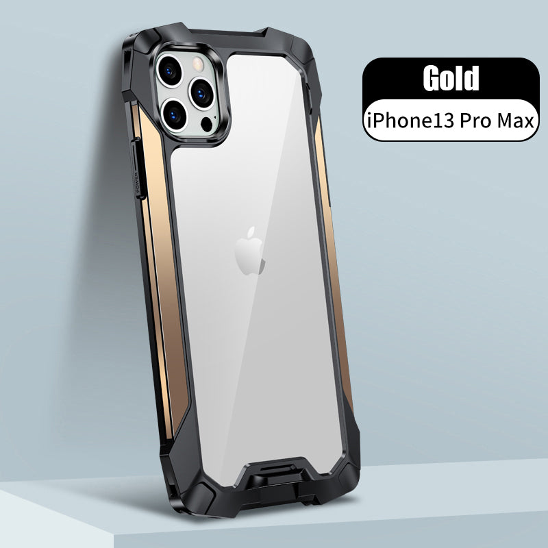 New Transparent Back Panel Protective Case Is Suitable For iPhone 13 Pro Promax Mini Metal Airbag Anti-Drop Mobile Phone Case