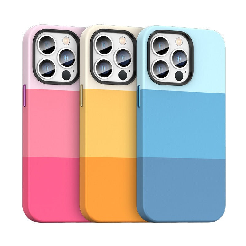 Suitable for Apple iPhone mobile phone case Apple 14Pro Max three color splicing and color blocking anti-drop case cover