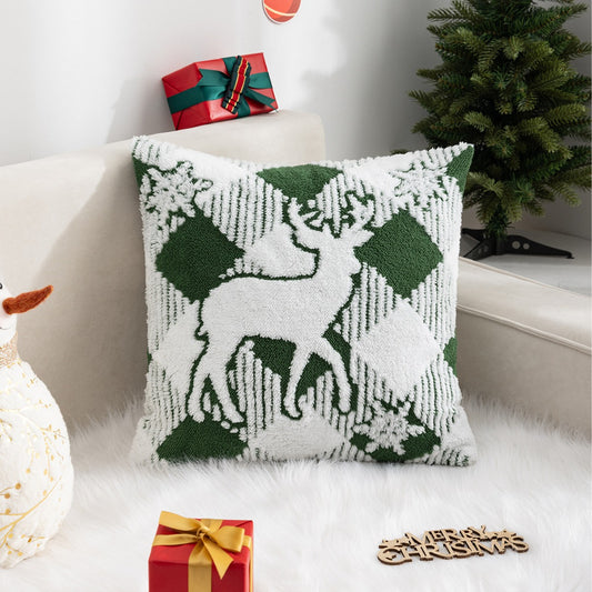 Christmas Pillow Cover (Excluding Pillow Core) Snowflake Velvet Jacquard Christmas Tree Elk Festival Decoration