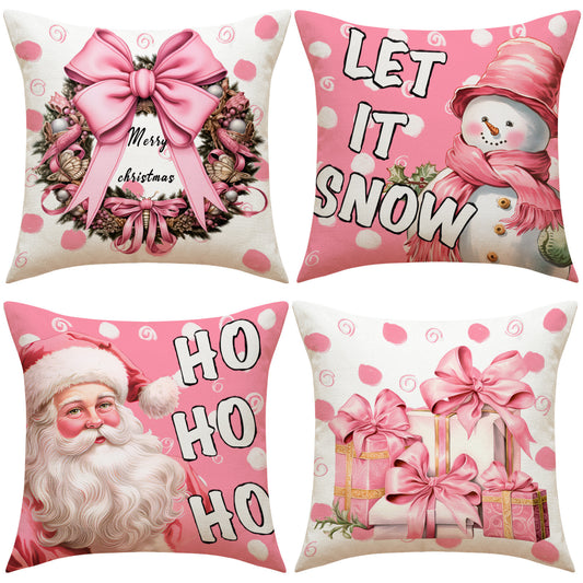 Christmas Pillow, Christmas Day Pillow Cover, Santa Claus Snowman Cushion, Backrest, Bedding Pillow Cover (excluding pillow core)