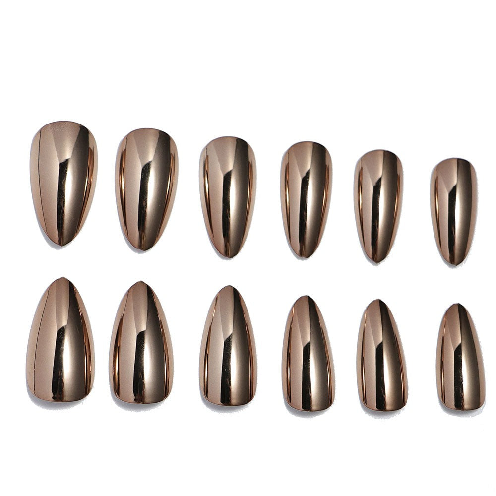 Wearable Nails European and American Style Electroplated Fake Nails Bronze Wearable Patch Manicure Nail Finished Products