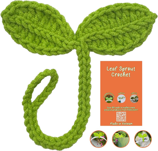 Cute Knitted Crochet Leaf Sprout - Lucky Handmade Multi-Functional Crochet Accessories Ideal Bookmark for Bookworms (Green)