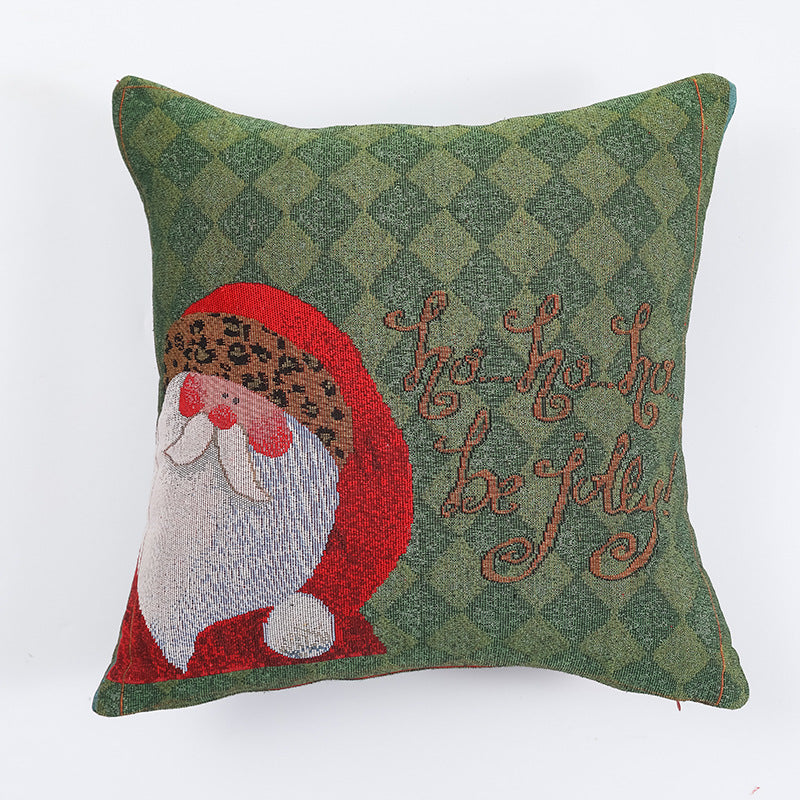 Christmas Pillow Cover (without core) Woven Cartoon Elk Snowman European and American Festival Cushion Sofa