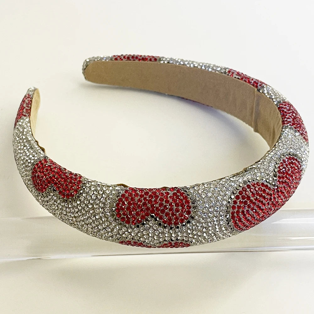 Sponge hair bands are simple and versatile with diamond inlay and heart-shaped hair accessories