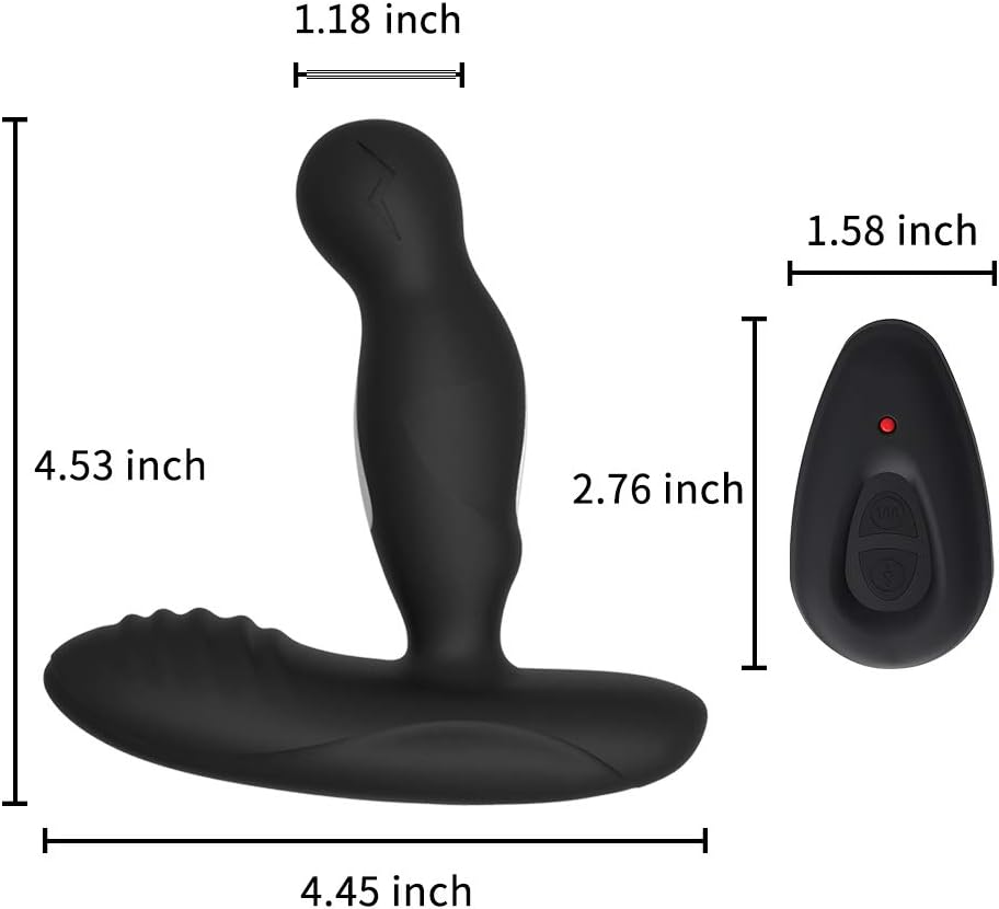 360°Prostate Massager Dual Motors+Electric Shock Pulse Anal Vibrator Plug Toy Remote Control with 3 Rotation Speed & 16 Vibrat