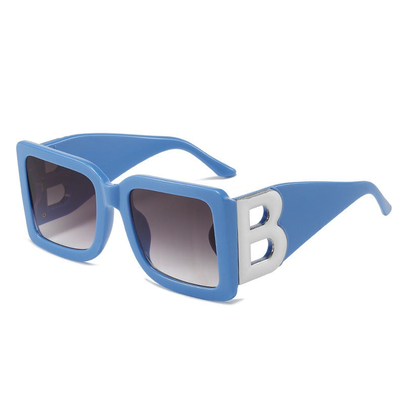 Large frame square sunglasses with B-leg women's concave design for sun shading, paired with sunglasses