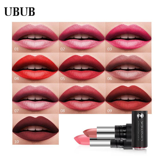 UBUB Waterproof Moisturizer Smooth Lipstick Luxury Velvet Lip Stick Matte Long Lasting Sexy Lips Beauty Makeup Women Gift