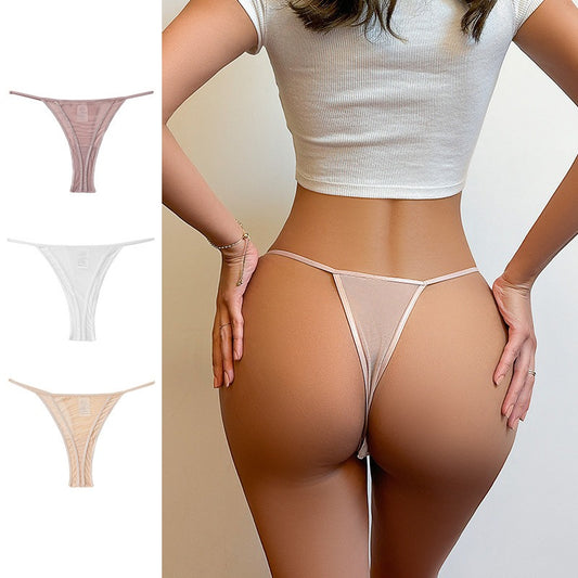 Sexy Thong European and American Thin Thong Underwear Girls Ice Silk Girls Seamless Nude Breathable Women