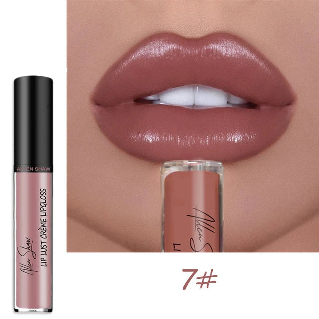 Nude Shiny Liquid Lip Glaze Matte Glitter Shimmer Moisturizing Lip Gloss Long-lasting Lipstick