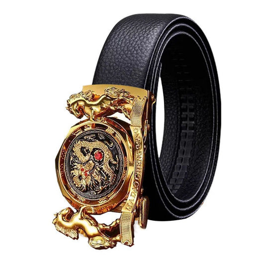 New style men's the Year of the Loong automatic belt buckle men's casual belt leather fashion belt