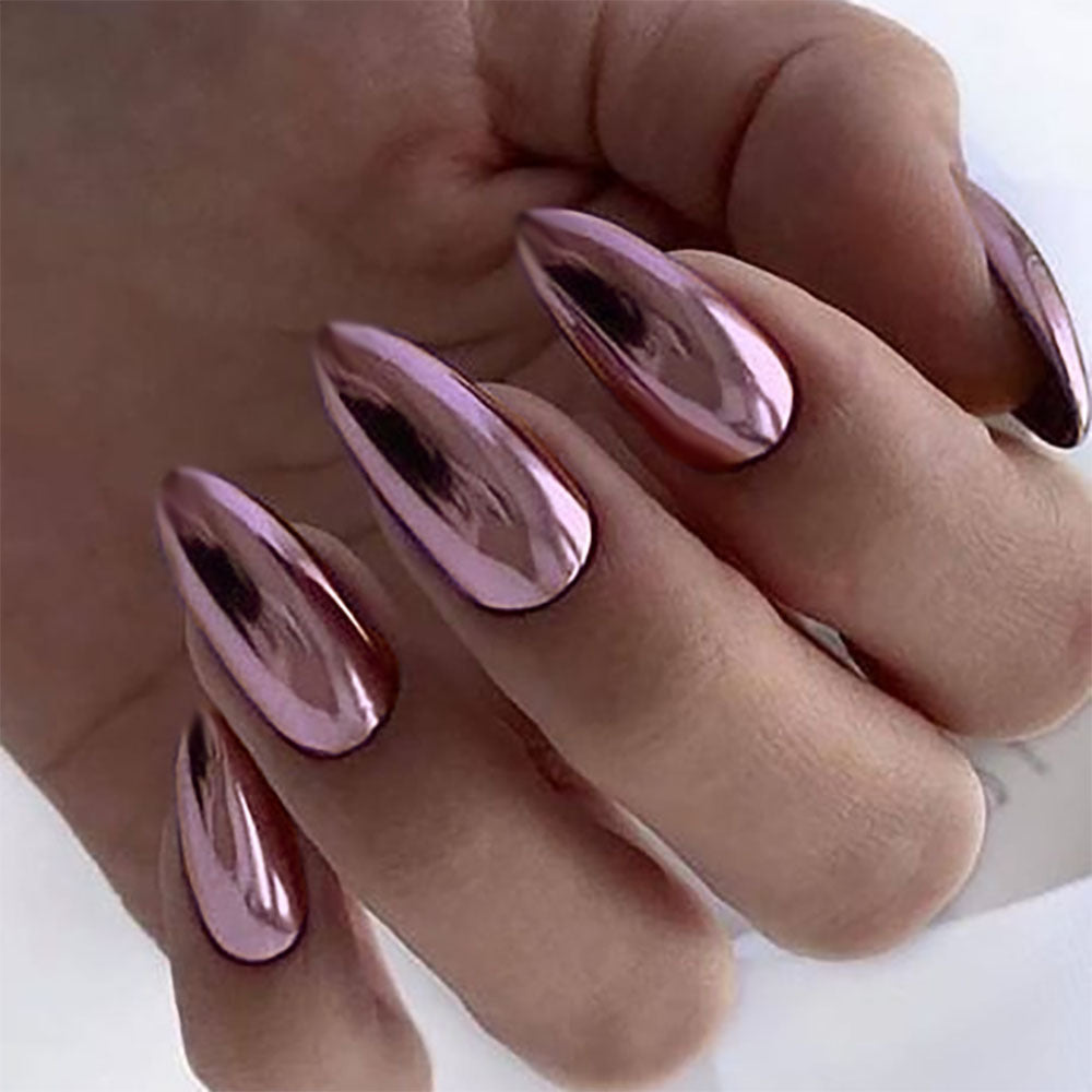 Wearable Nails European and American Style Electroplated Fake Nails Bronze Wearable Patch Manicure Nail Finished Products