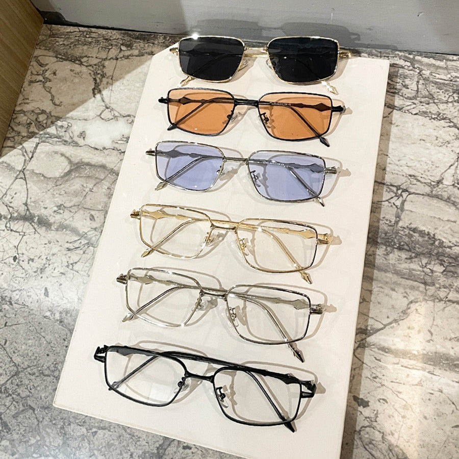 Metal framed sunglasses for men and women fashionable sunglasses for couples anti blue light flat mirror