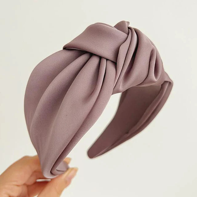 Fashionable knot wide edge satin fabric headband