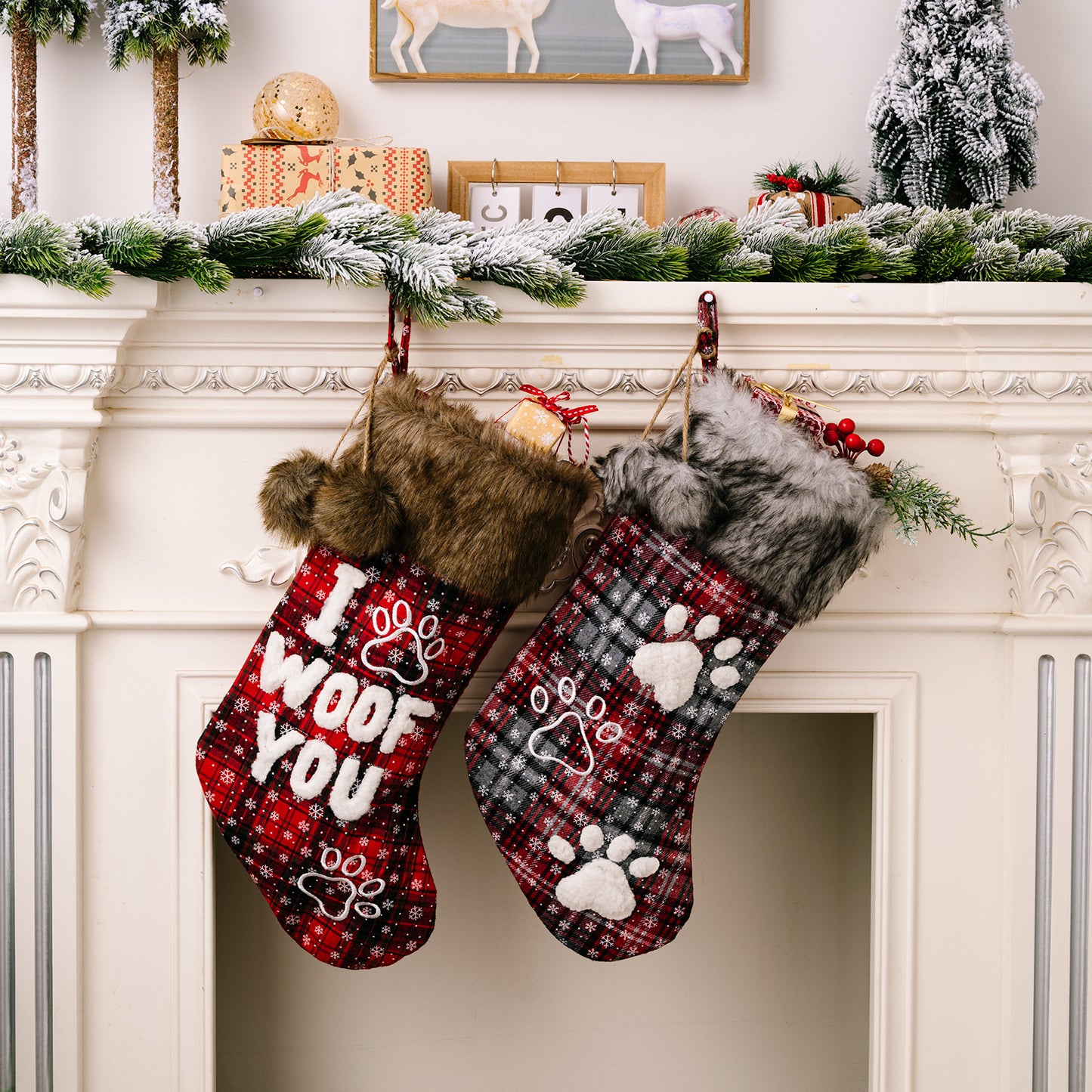 Christmas decoration supplies, high-end Christmas socks, pet socks, checkered socks, gift bags, letter socks