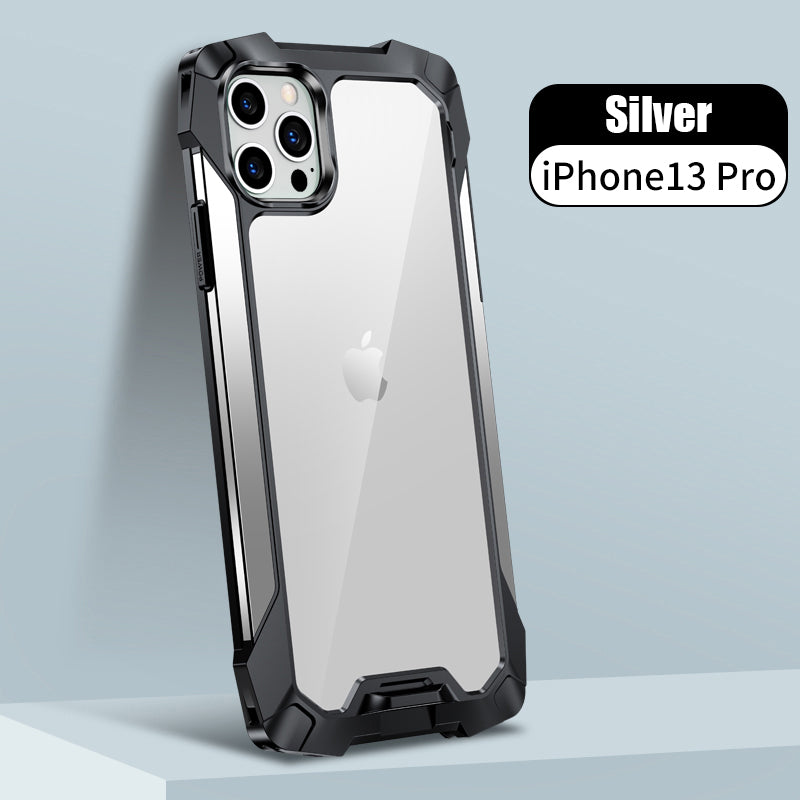 New Transparent Back Panel Protective Case Is Suitable For iPhone 13 Pro Promax Mini Metal Airbag Anti-Drop Mobile Phone Case