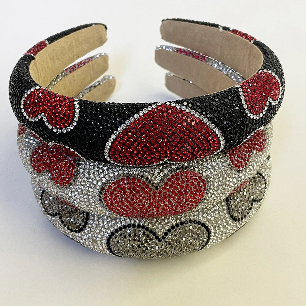 Sponge hair bands are simple and versatile with diamond inlay and heart-shaped hair accessories