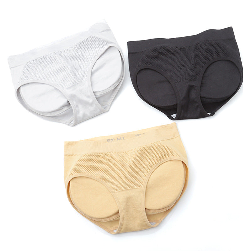 Butt-Lifting Triangle Panties  Pants Mid-Waist Breathable Beautiful Buttock Pads Padded Panties Women