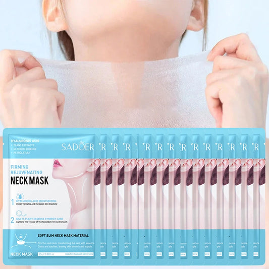 10pcs SADOER Hyaluronic Acid Neck Mask Collagen Firming Neck Masks Nourishing Brightening Beauty Moisturizing Necks Skin Care