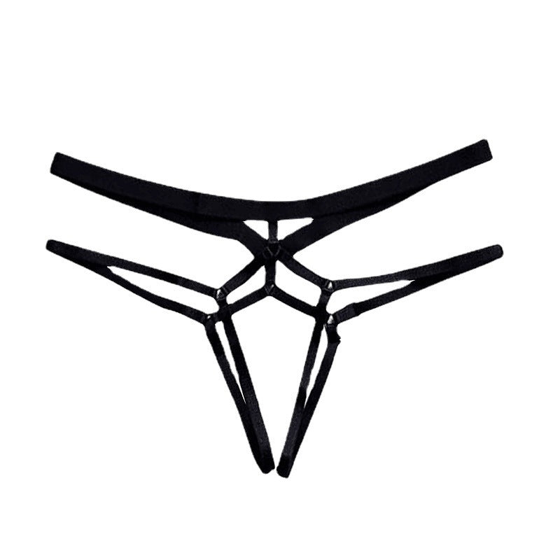 Plus Size Sexy Open Panties Transparent Buttocks Lace Up Thong For Women