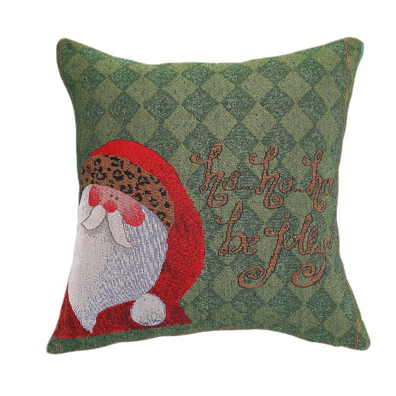 Christmas Pillow Cover (without core) Woven Cartoon Elk Snowman European and American Festival Cushion Sofa