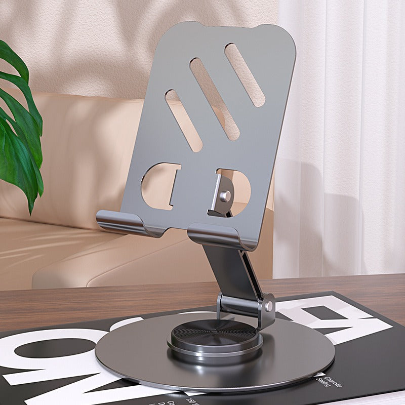 Aluminum alloy desktop phone holder with 360 degree rotation and folding, portable lazy all metal phone holder