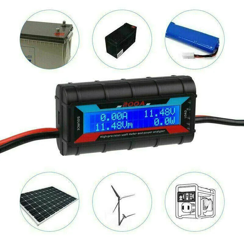 200A DC Digital Monitor LCD Volt Amp Meter Analyzer For RC Battery Solar Power