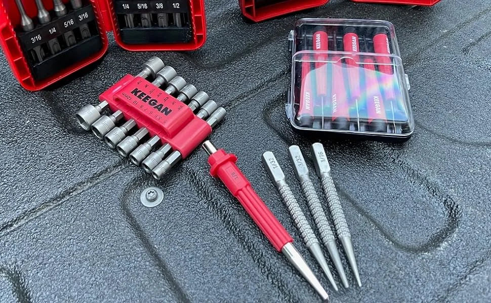 4 Piece Nail Setter & Center Punch Set 4" Wood Metal Super Impact Resistance USA